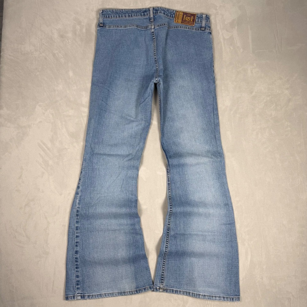 Y2K Womens l.e.i. Low Rise Flare Leg Denim Jeans Light Wash Size 13
